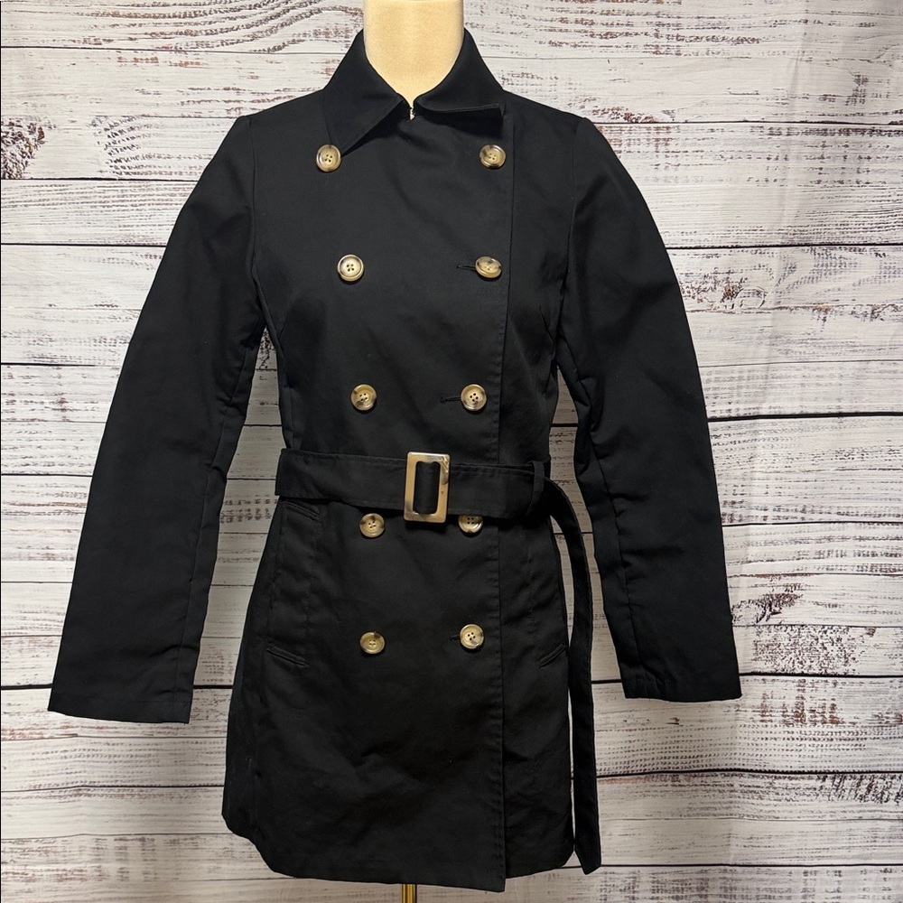Old Navy Classic Black Double-Breasted Trench Coat